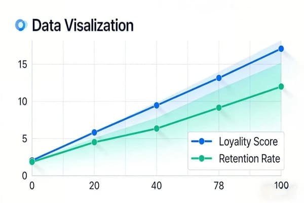 A chart showing upward trend in customer loyalty and retention