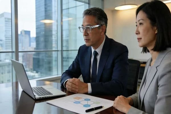 Two professionals having a constructive meeting about supply chain logistics