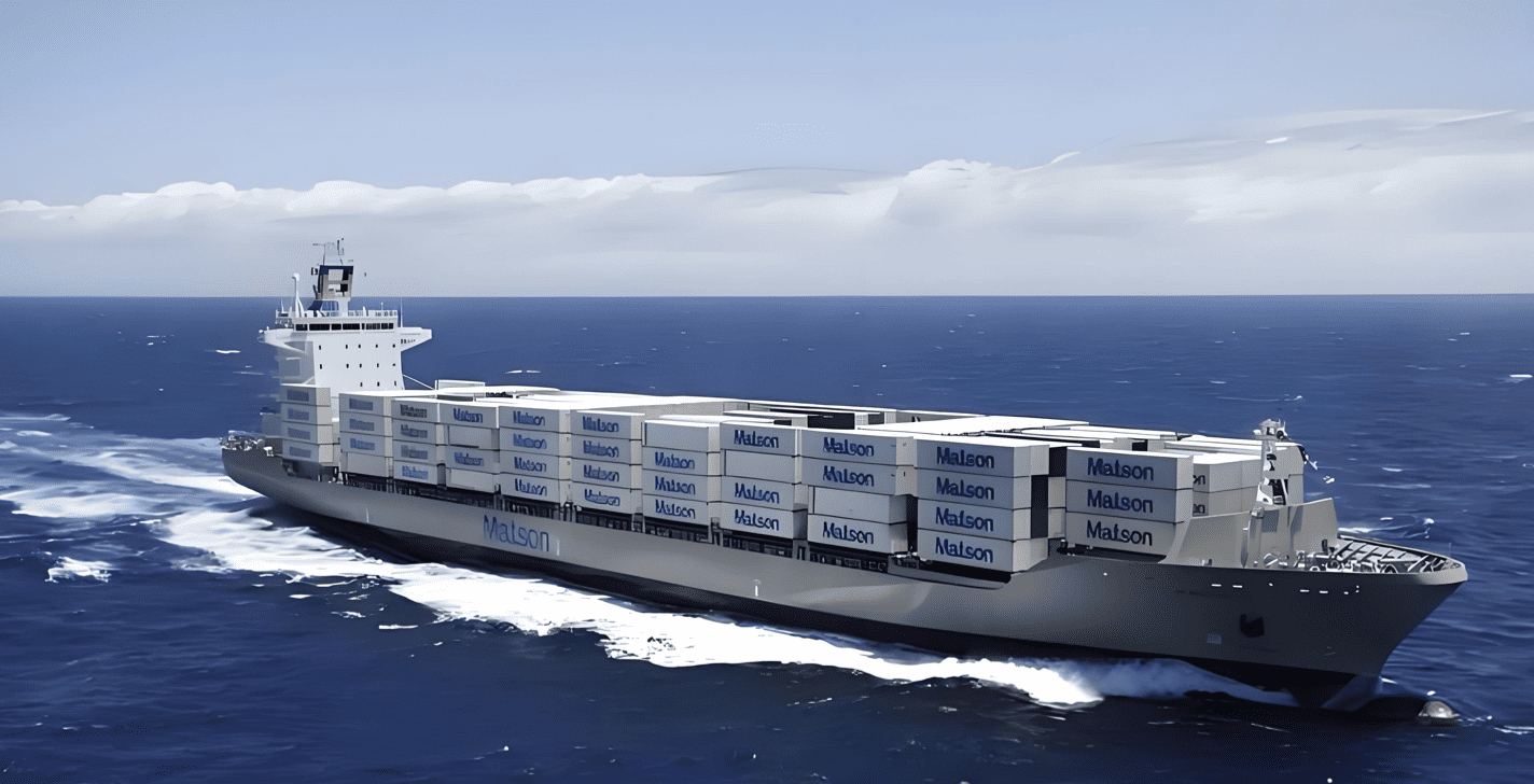 Shipping containers at a port, representing shipping from China to the USA