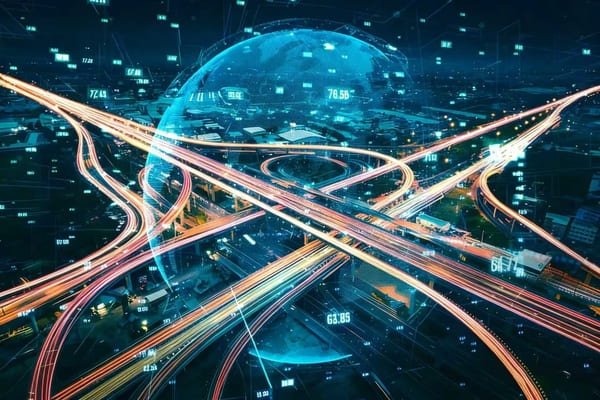 A person on a tablet viewing an AI-powered logistics dashboard