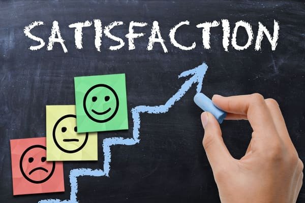 Graph showing customer loyalty increasing with satisfaction