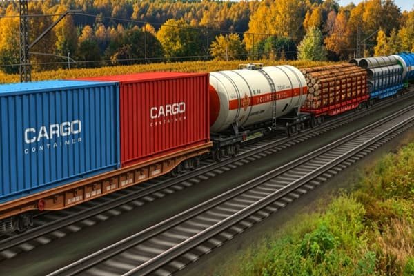 Comparison of Ro-Ro ship, container ship, and freight train