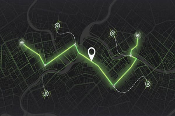 alt text: Sealed cargo container being monitored by GPS tracking