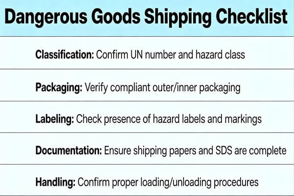 A checklist for shipping dangerous goods