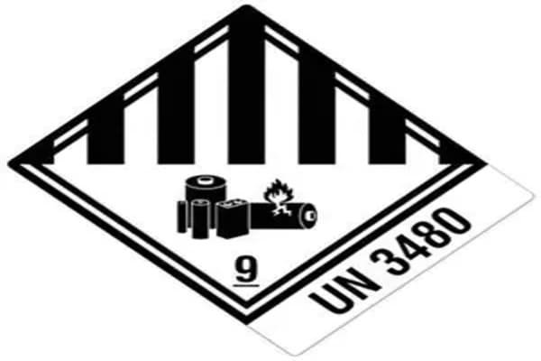 An image of the Class 9 Dangerous Goods label and a UN3480 mark.
