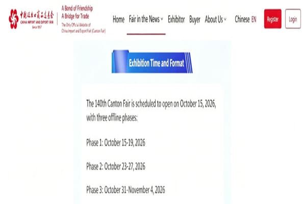A calendar graphic showing the three phases of the Canton Fair
