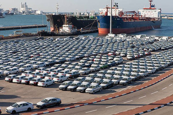 RORO ship next to a container ship