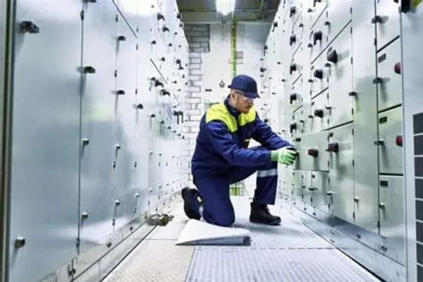 A driver correctly attaching a grounding cable to a truck