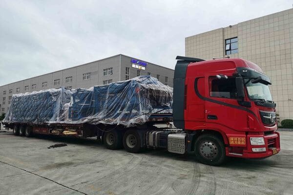 Trucks waiting for customs clearance at the China-Vietnam border