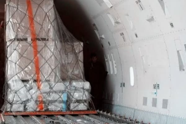 Properly labeled and crated cargo ready for air shipment