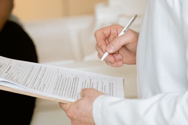 A magnifying glass focusing on a single error in a long document, with a red warning symbol