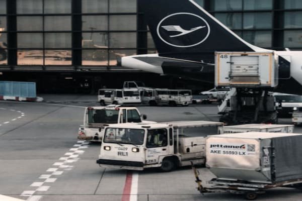 A large industrial machine being prepared for air freight