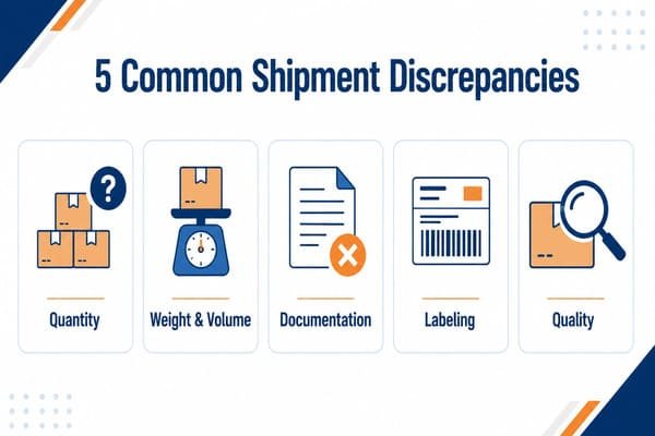 5 common types of discrepancy in consolidated shipments infographic