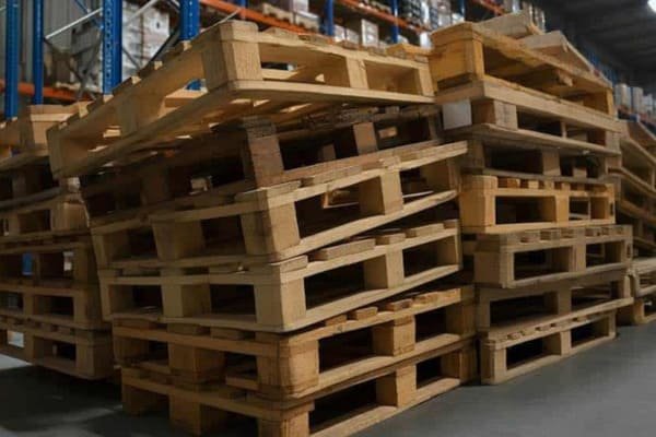 Pallets stacked incorrectly in a shipping container