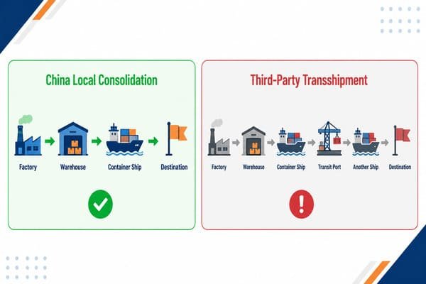 china local consolidation vs third-party transshipment comparison
