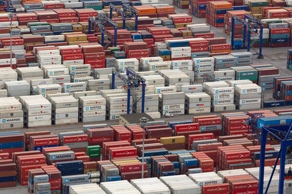 Container storage yard at the port