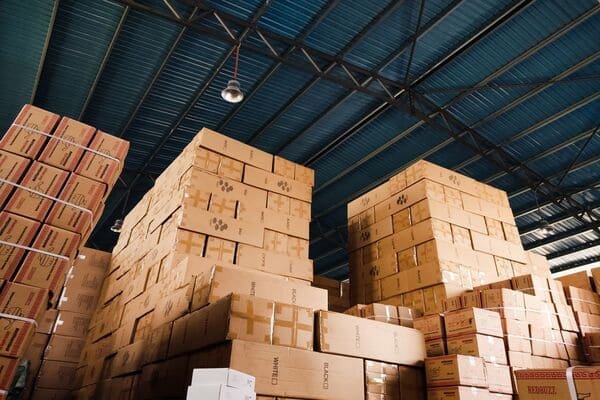 Stacked cardboard boxes