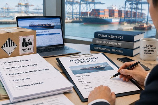 Marine cargo insurance review for lithium battery shipments via the Red Sea