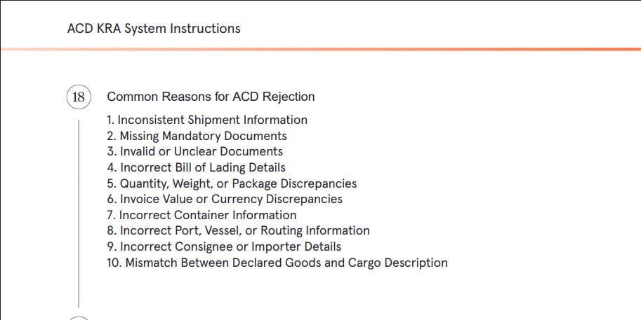 Reasons for ACD Rejection