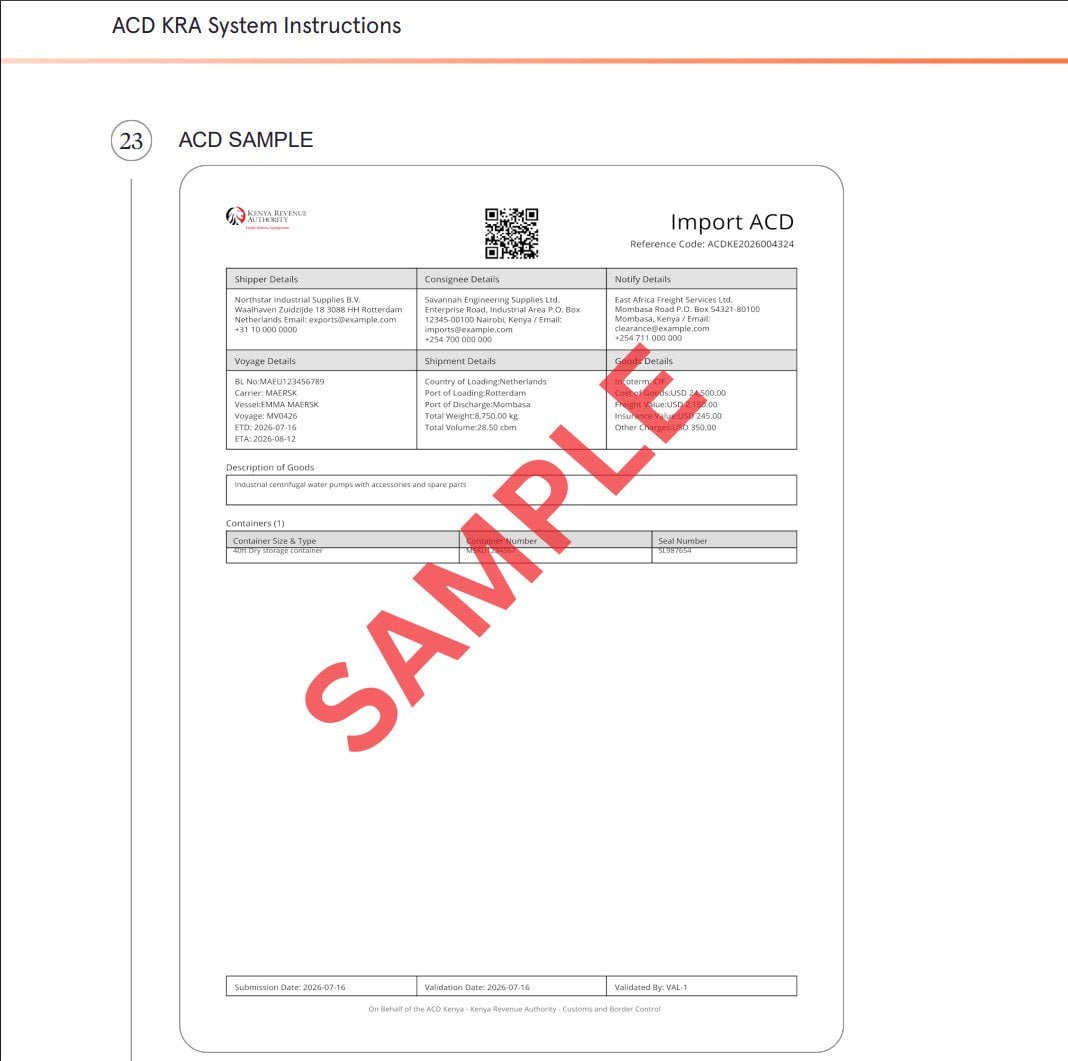 Sample Bill of Lading